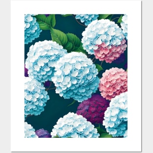 Colorful Hydrangeas Pattern Posters and Art